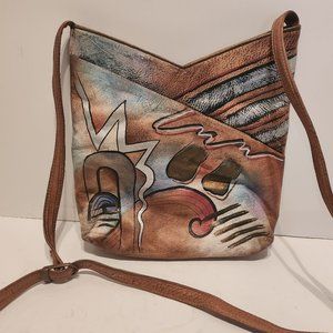 Allan Edwards Women's Leather Crossbody Purse Shoulder Bag Painted Southwestern